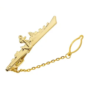 Custom High Quality Gold Plated Voyager Warship Anchor Men's Business Career Gifts Tie Clips with Chain TL0017 Manufacturers, Company