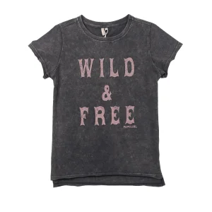 China Acid wash garment dye women's flock print short sleeve T-shirt