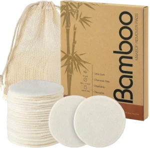 Custom Logo Cream Reusable Bamboo Makeup Remover Cotton Pads Facial Cleaning Cosmetic Make-Up Face Laundry Bag Feature Cleansing