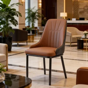 High-End Leather Upholstered Dining Chair for Hotel Banquet