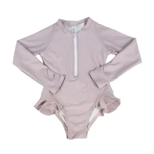 Custom Logo Design Long Sleeve UV Protection Colorful Girl Kids Swimwear