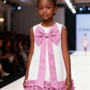 Girls Elegant Heavy Industry Dress Bow for Parties Birthday Performances Party Girl Dress