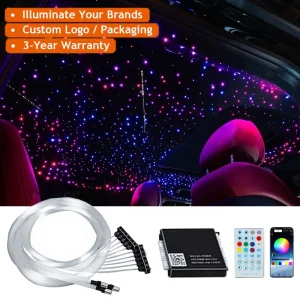 Custom Logo Fiber Optic Starlight Twinkle Roof Car Starlight Headliner Kit 500 1000 2000 Piece With Shooting Stars For Car