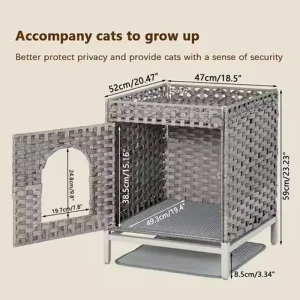 Luxury Collapsible Foldable Pet Basket Indoor Rattan Cat House with Animal Pattern for Living Room