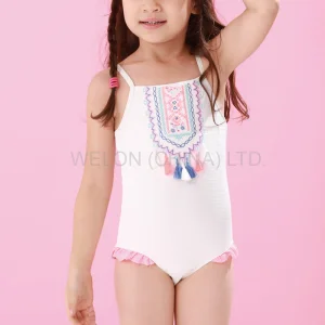 Traje de baño de una pieza para niñas con flecos