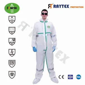 Ropa de protección industrial con capucha aislante antiestática microporosa impermeable blanca
