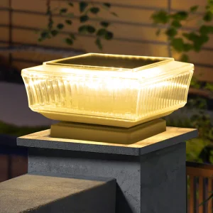 Auto Light Control Weatherproof IP65 Warm White LED Solar Pillar Light for Driveway &amp; Hotel Waterproof Design