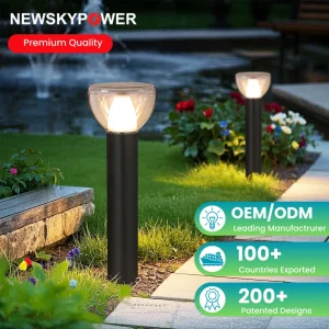 New Arrival Solar Lawn Bollard Light IP65 PC Protective Cover Dual Color Temp 3000K 6000K Easy Installation for Garden Pathway