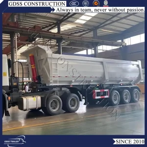 Loading 60 Tons Grains Stones Rear Tipper Truck Semi Trailer