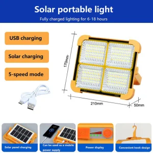 IP67 Portable Outdoor Wall Camping Charging Sun Power Solar Energy Garden Street Products Energy Handheld Strong Emergency Rechargeable Work Solar Flood Light