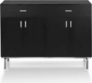 Stylish 47.3-Inch Black Dining Cabinet with Wine Rack