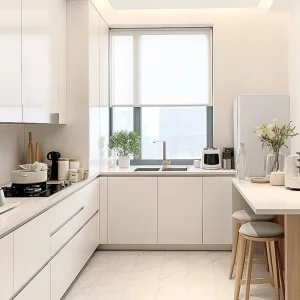 Gabinetes de cocina de alto brillo elegantes hechos de madera maciza