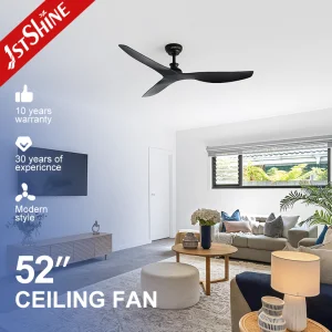 1stshine Ceiling Fan ABS Plastic Blades 52 Inches Black Ceiling Fan with APP and Remote Control