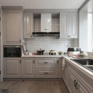 Custom Modern High Gloss Lacquer Modular with Island Solid Wood Complete Design Outdoor Storage PVC Green Ready to Assemble Small Wooden Cabinet