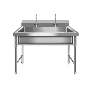 CFT Restaurant Kitchen Equipment Free Stand Hand Wash Stainless Steel Sink Bench Double with Splashback