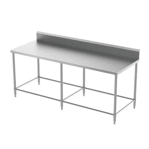 Mesa de trabajo de acero inoxidable para cocina comercial con salpicadero (6 patas)