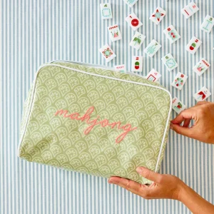 Customized Pink Stripe Makeup Pouch