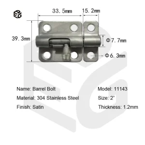 2" 304 Stainless Steel Door Bolt for Marine Cabin Doors &amp; Windows, Saltwater-Proof Satin Finish Bolt