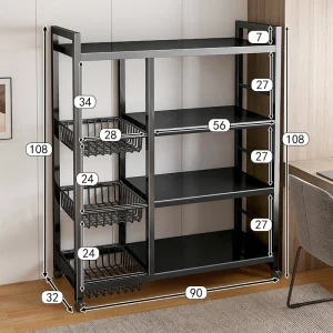 Household Floor Standing 4-Layer 3 Basket Sideboard Cabinet