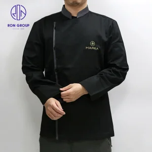 سعر الجملة قميص أسود ملابس العمل زي الطهاة جاكيت فندق مطعم طباخ بأكمام طويلة