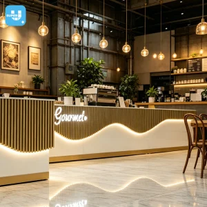 Custom Led Lighting Coffee Shop Bar Counter