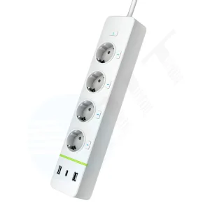 Protetor de Surto com Controle Remoto, USB, Tomada Inteligente com Plugue EU
