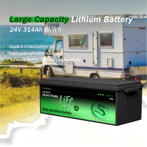 Enershare High Capacity 24v 314Ah Lithium Battery Lifepo4 Deep Cycle Solar Energy Storage for UPS Backup Golf Cart Marine