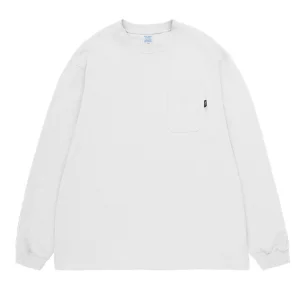 Serviço OEM 265GSM 100%Cotton Camisetas casuais de manga longa de alta qualidade em cor sólida estilo japonês com bolso para homens