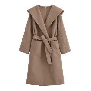 Hooded Woolen Trench Coat