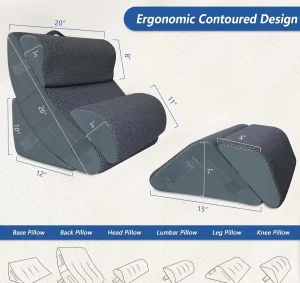 2024 Hot 6-Piece Orthopedic Bed Wedge Pillow for Sleep Surgery Memory Foam for Back Neck Leg Support