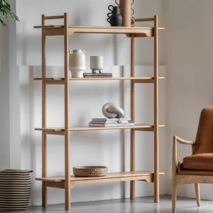 2023 Latest Modern Nordic Oak Wooden 4 Tiers Open Display Wall Shelf Living Room Bedroom Patio Bookshelf for Home and Office Furniture