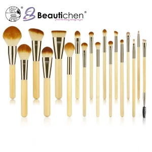 Beautichen 18-Piece Bamboo Makeup Brush Set – Eco-Friendly Vegan Brushes for Foundation, Powder, Blending, Eyeshadow, Contouring, Eyeliner &amp; Brow