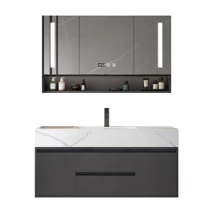 Modern Wall Hung Custom Design Aluminum Stainless Steel Bathroom Furniture Floating Vanity