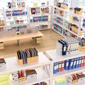 Modern White Metal Office File Storage Shelf Adjustable Steel Shelving Unit