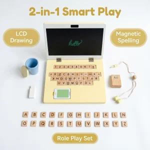 Wooden Laptop Style Drawing Board Toy