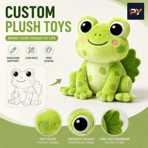 Muñeco de peluche personalizado sin piezas pequeñas, rana de peluche, animal de peluche para la temporada navideña