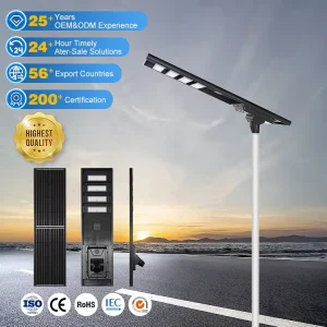 NanDe High Brightness Lithium Iron Phosphate Waterproof Ip65 Streetlight Smart Outdoor All In One Solar Power Led Street Light