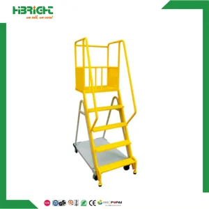 Warehouse Supermarket Truck Moveable Stairs Steel Safety Rolling Mobile Platform Ladder Cart