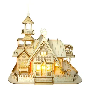 High-Quality DIY Wooden Lighted Village House Kit
