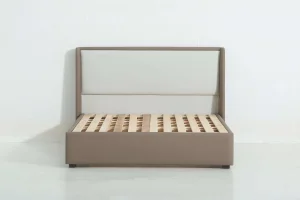 Cama de plataforma individual de lujo moderna nórdica beige