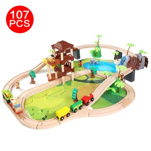 Wooden Education Train Track Sets Jungle Beech