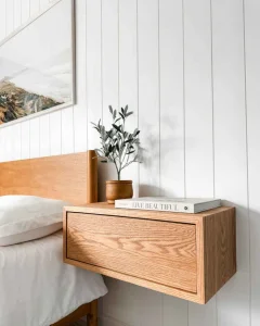 Wall Mounted Hardwood Nightstand Floating Bedside Shelf