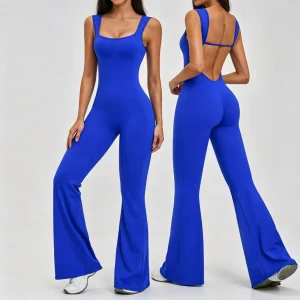 Bodysuit deportivo de espalda profunda en U para mujer, diseño de cuello en U grande, ropa transpirable y moda sexy para mujer para yoga, pilates, gimnasio y danza
