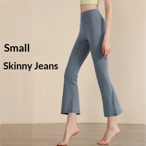 Micro-ripple Solid Yoga Pants Flared Leg Ankle-Length