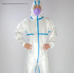 50-70GSM PP+PE Non Woven Disposable Coverall Protective Clothing Medical