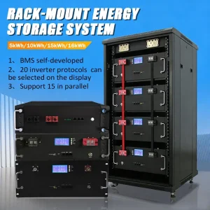 Stackable Rack Lithium Battery 51.2V 100ah Module Rack Mounted Energy Storage System for Office and Home Backup