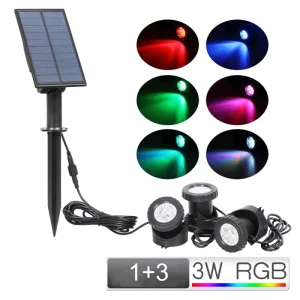 1X2 1X3 1X5 Solar Panel Landscape RGB IP68 Waterproof Outdoor Solar Pool Light Solar Underwater Lamp