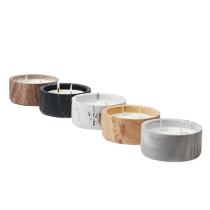 China Modern Ceramic Round Candle Holder with Wood Grain & Marble Pattern Companies, Product
