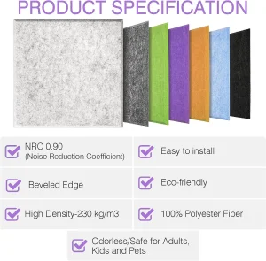 Indoor Decorative Soundproof Wall Acoustic Panels Sound Absorbing Foam Polyester Acoustic Panel