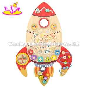 2026 New Montessori Wooden Rocket Busy Board for Toddlers, Early Learning Developmental Toy W12D859